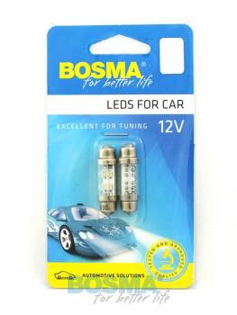ŻARÓWKA 12V 4XLED STANDARD SV8,5 10X36MM BIAŁA 6000K 2 SZT.