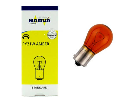 ŻARÓWKA 12V PY21W BAU15S AMBER NARVA 