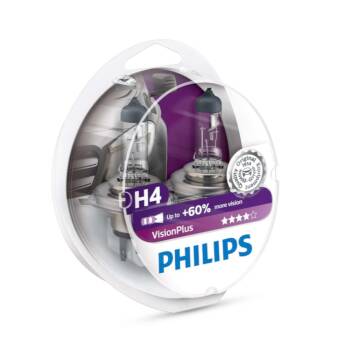 ŻARÓWKA H4 VISION PLUS 12V 60/55W P43T +60% 2 SZT. PHILIPS 