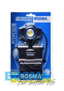 LATARKA LED 500 LM CZOŁOWA Z AKUMULATOREM BOSMA