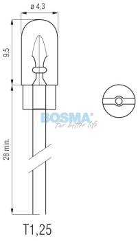 ŻARÓWKA 12V 0,8W T1,25 WIRE END BOSMA 6128