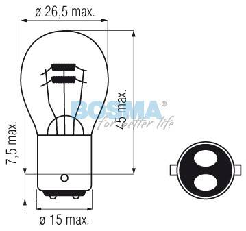 ŻARÓWKA 12V 21/5W P21/5W BAY15D LONG LIFE BOSMA
