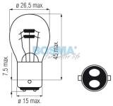 ŻARÓWKA 12V 21/5W P21/5W BAY15D LONG LIFE BOSMA