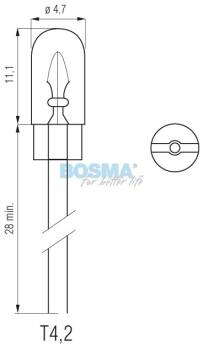 ŻARÓWKA 12V 1W T4,2 WIRE END CAŁOSZKLANA BOSMA 3271